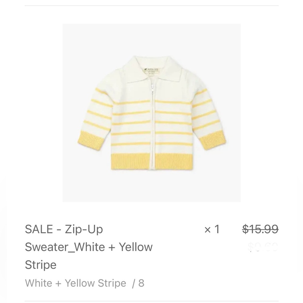 Monica & Andy Kids White and Yellow Striped Zip-Up Sweater 8